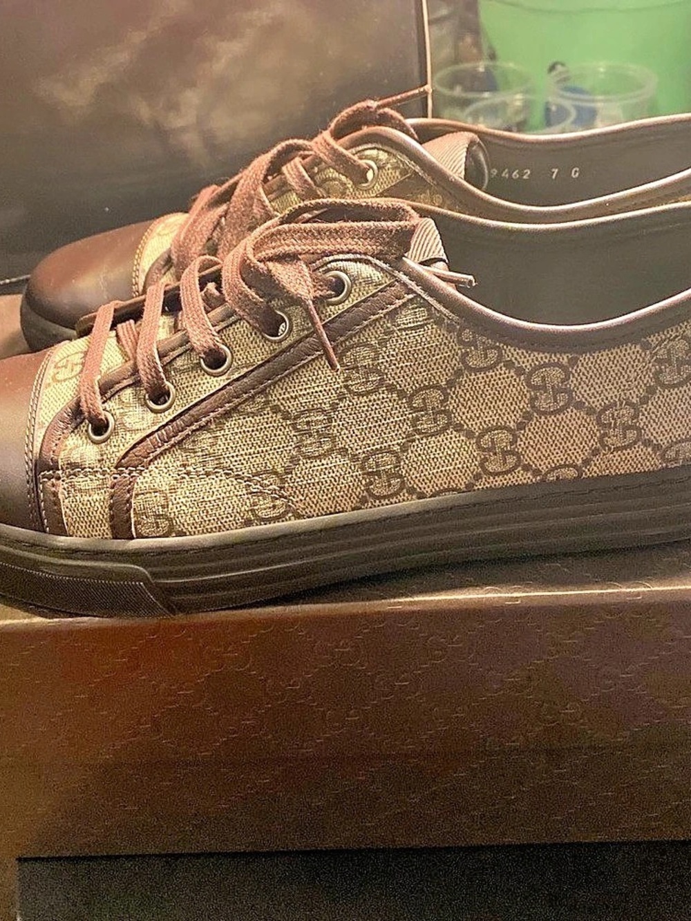Gucci GG Supreme Canvas Low-Top Sneaker GG Canvas Low-Top Sneakers Brown EU 41